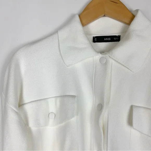 Mango Long Sleeve Cardigan With Shirt Collar And Pockets - Picture 8 of 16